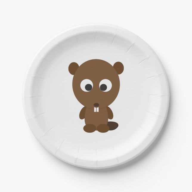 Plato De Papel Cute Beaver (Anverso)