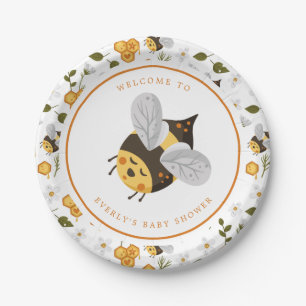Plato De Papel Cute Bee Bumblebee Baby Shower