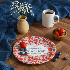 Plato De Papel Cute Berry Sweet Strawberry Blueberry Baby Shower