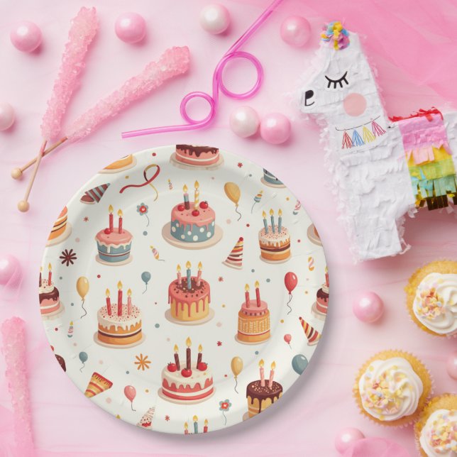 Plato De Papel Cute Birthday Cakes Plates (Fiesta)