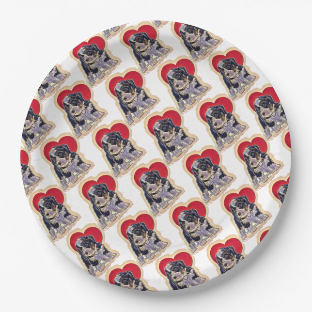 Plato De Papel Cute Black Tan Bernedoodle (Anverso)