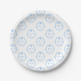 Plato De Papel Cute Blue Baby Boy Cumpleaños Patterado