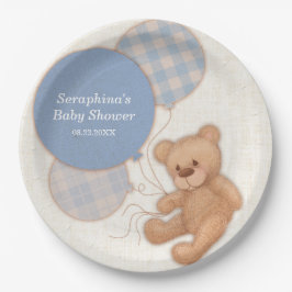 Plato De Papel Cute Blue Boy Teddy Bear Placas de papel Baby Show