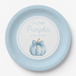 Plato De Papel Cute Blue Pumpkin Boy Baby Shower