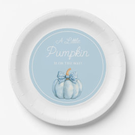 Plato De Papel Cute Blue Pumpkin Boy Baby Shower