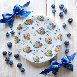 Plato De Papel Cute Blueberry Pancake Baby Brunch Baby Shower