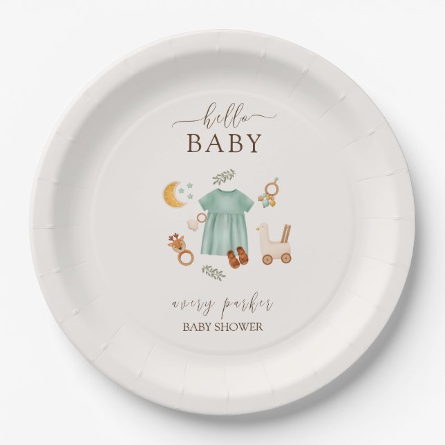 Plato De Papel Cute Boho Baby Clothes Baby Shower (Anverso)