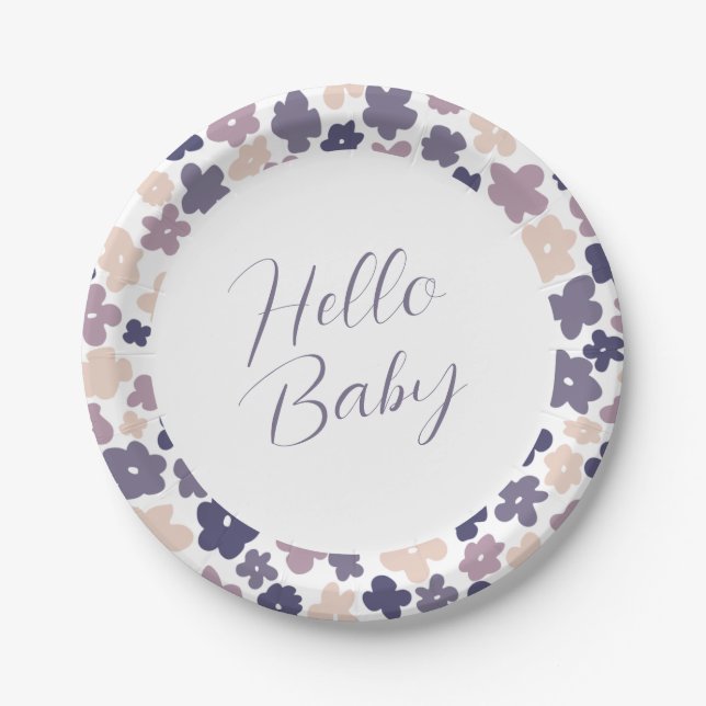 Plato De Papel Cute Boho Daisy Baby Shower (Anverso)