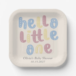 Plato De Papel Cute Boho Hello Little One Baby Shower