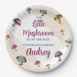Plato De Papel Cute boho mushrooms Baby Shower
