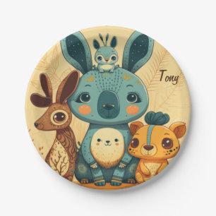 Plato De Papel Cute boho personalizado de conejo floral reloj com