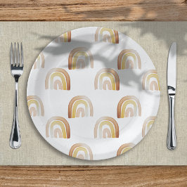 Plato De Papel Cute Boho Rainbow Gender Neutral Baby Shower