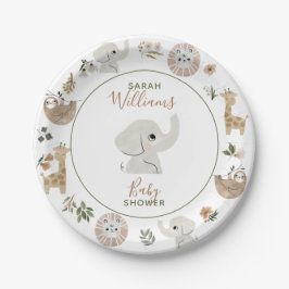 Plato De Papel Cute Boho Safari Anamials Baby Shower