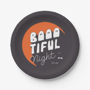 Plato De Papel Cute Boo Halloween Placas de papel para fiestas