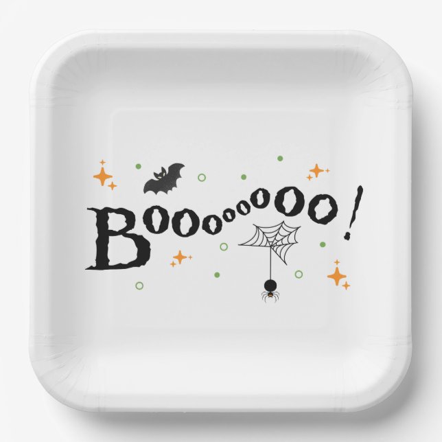 Plato De Papel Cute Booooo Halloween Party Paper Plate (Anverso)