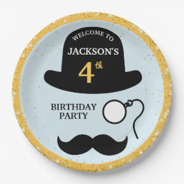 Plato De Papel Cute Bowler Hat and Monocle Any Age Birthday Party
