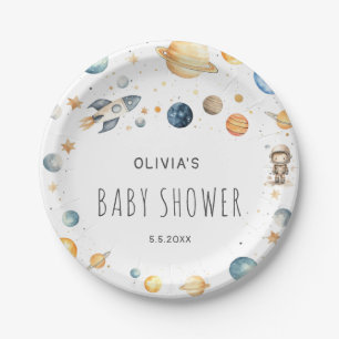 Plato De Papel Cute Boy Astronauta Space Baby Shower