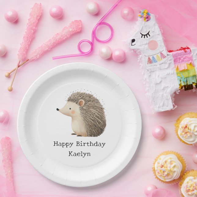 Plato De Papel Cute Brown Cream Hedgehog (Fiesta)