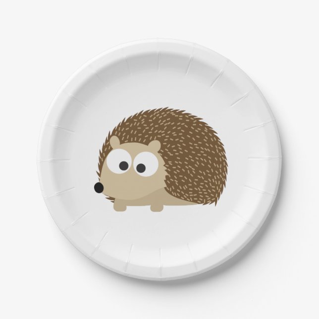 Plato De Papel Cute Brown Hedgehog (Anverso)