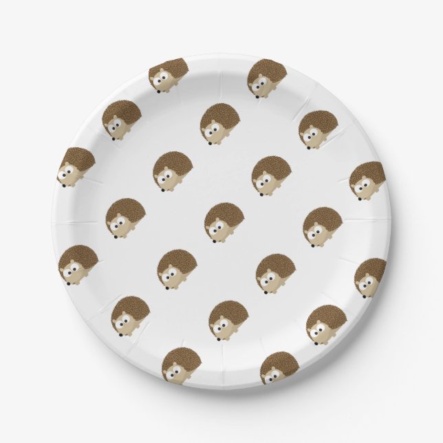 Plato De Papel Cute Brown Hedgehog (Anverso)