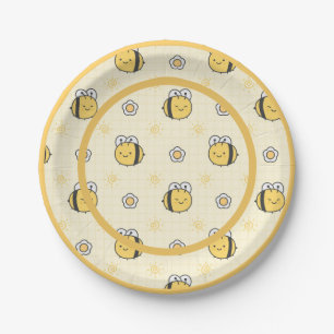 Plato De Papel Cute Bumble Bee Boy Chica Baby Shower