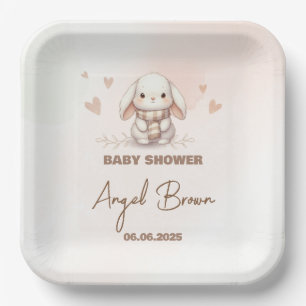 Plato De Papel Cute Bunny Baby Shower