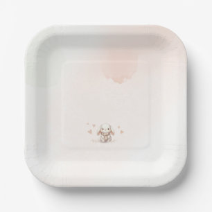Plato De Papel Cute Bunny Baby Shower paper plate