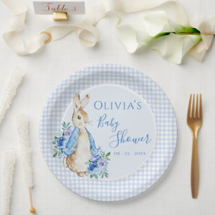 Plato De Papel Cute Bunny Peter Rabbit Watercolor Baby Shower