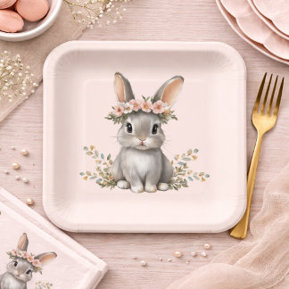 Plato De Papel Cute Bunny Theme Gender Neutral Baby Shower