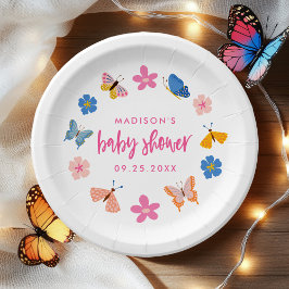 Plato De Papel Cute Butterflies Baby Shower