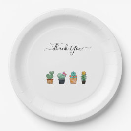 Plato De Papel Cute Cactus Green Flower Gracias