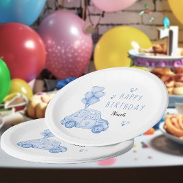 Plato De Papel Cute Car and Heart Balloons fiesta de cumpleaños a