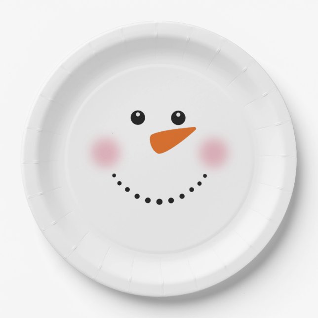 Plato De Papel Cute Carrot Nose Snowman (Anverso)