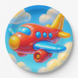 Plato De Papel Cute Cartoon Airplane