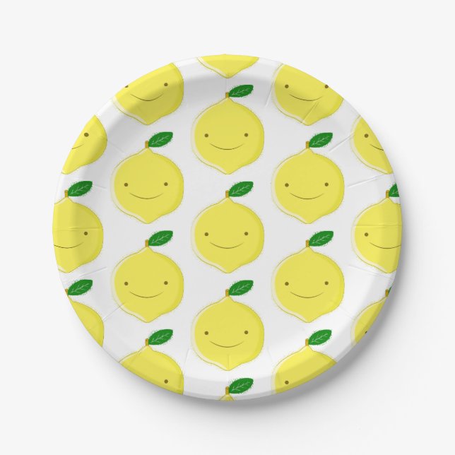 Plato De Papel Cute Cartoon Lemon Pattern (Anverso)