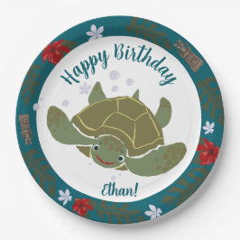 Plato De Papel Cute Cartoon Sea Turtle Birthday Party