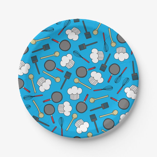 Plato De Papel Cute Chef Cocinando Niños Primer Fiesta de Cumplea (Anverso)