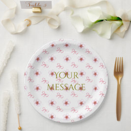Plato De Papel Cute Cherry Blossom Ribbon Design 