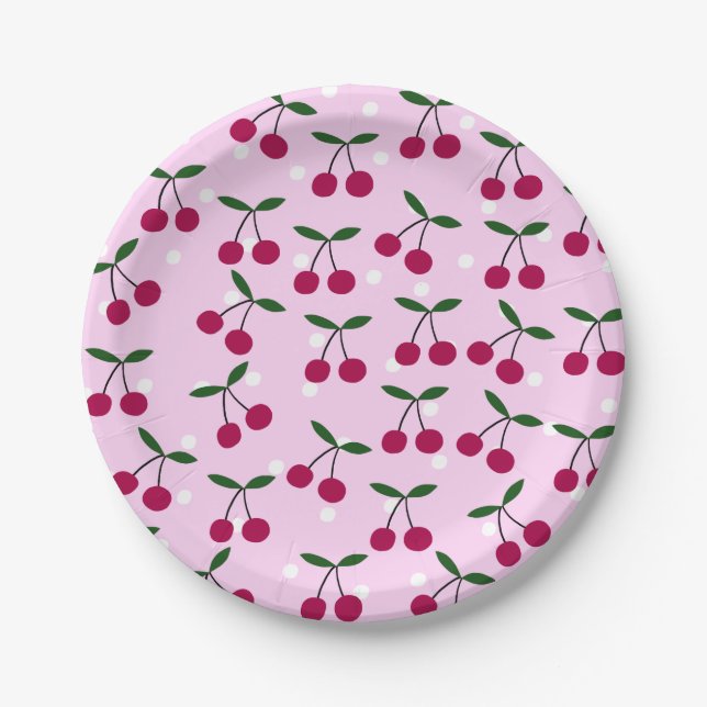 Plato De Papel Cute Cherry Paper Plates (Anverso)