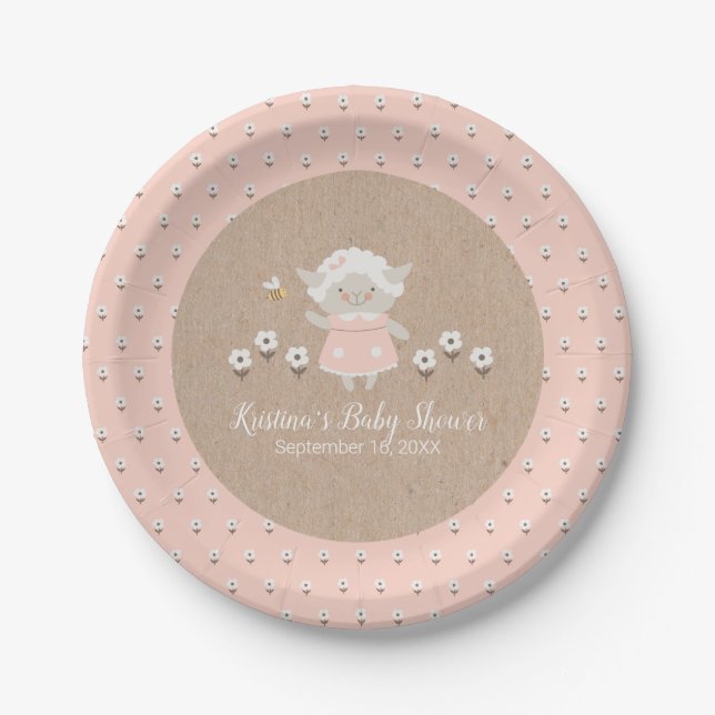 Plato De Papel Cute Chica Baby Shower (Anverso)