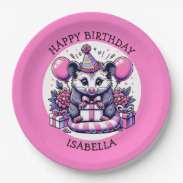 Plato De Papel Cute Chica personalizado Cumpleaños Possum