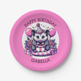 Plato De Papel Cute Chica personalizado Cumpleaños Possum