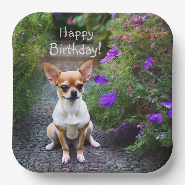 Plato De Papel Cute Chihuahua (Anverso)