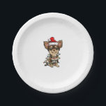 Plato De Papel Cute Chihuahua Santa Christmas Tree enciende Navid<br><div class="desc">Cute Chihuahua Santa Navidad enciende perro de Navidad</div>
