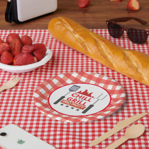 Plato De Papel Cute chill y parrilla fiesta bbq