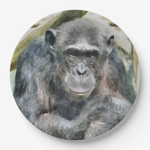 PLATO DE PAPEL CUTE CHIMPANZEE