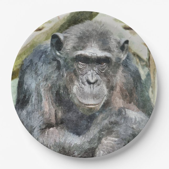 PLATO DE PAPEL CUTE CHIMPANZEE (Anverso)