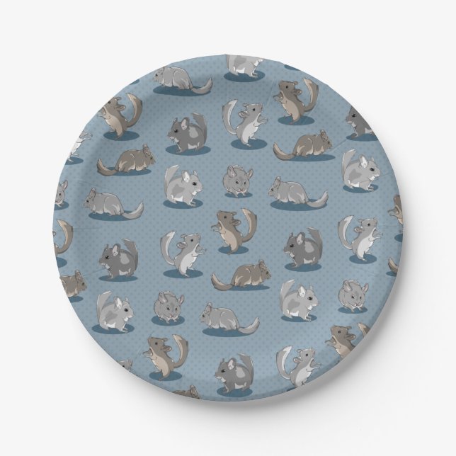 Plato De Papel Cute chinchillas (Anverso)