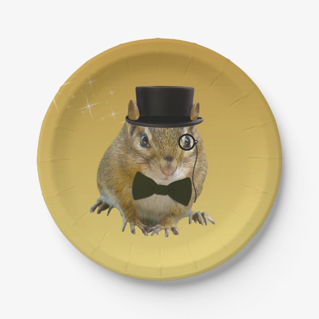 Plato De Papel Cute Chipmunk Fiesta de Nochevieja (Anverso)