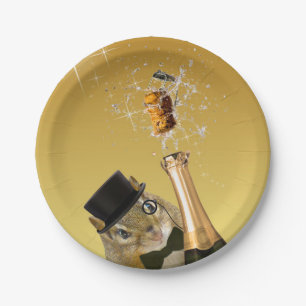 Plato De Papel Cute Chipmunk Fiesta de Nochevieja